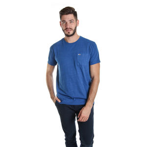 Tommy Hilfiger pánské modré melírované tričko s kapsičkou - L (434)